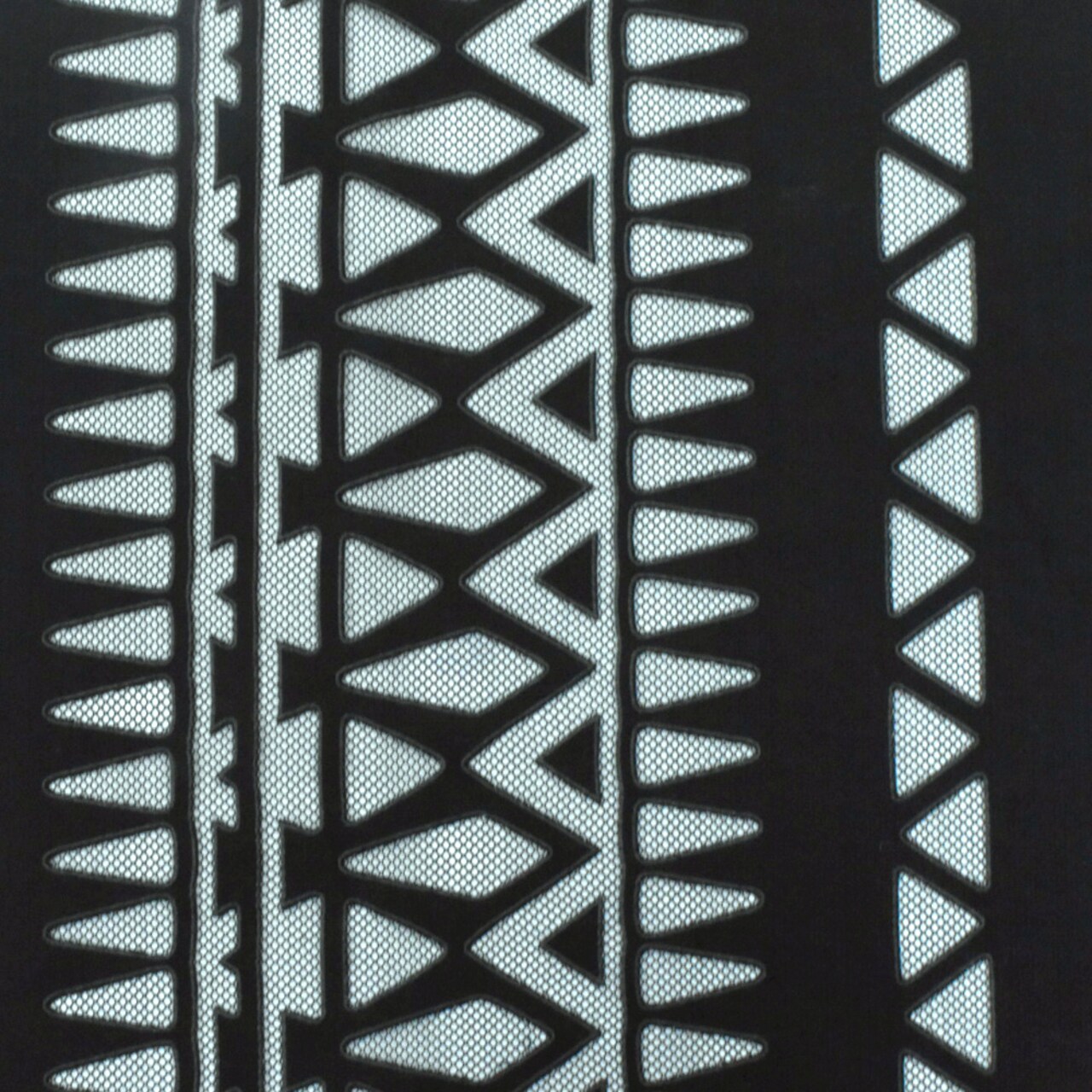 Black-Gray Tribal Printed Cotton-Poly Burnout Mesh Fabric By the Yard